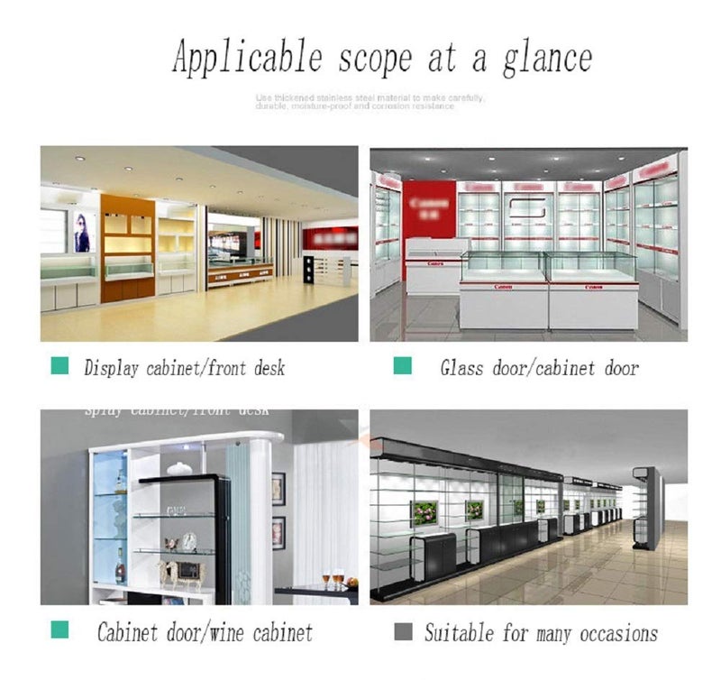 QIAO [4 pcs]] Cabinet Glass Door Hinge Bathroom Clip Frameless Glass Door Cabinet Display Cabinet Cabinet Clip 90 Degree Hinge (Silver) - Image 4